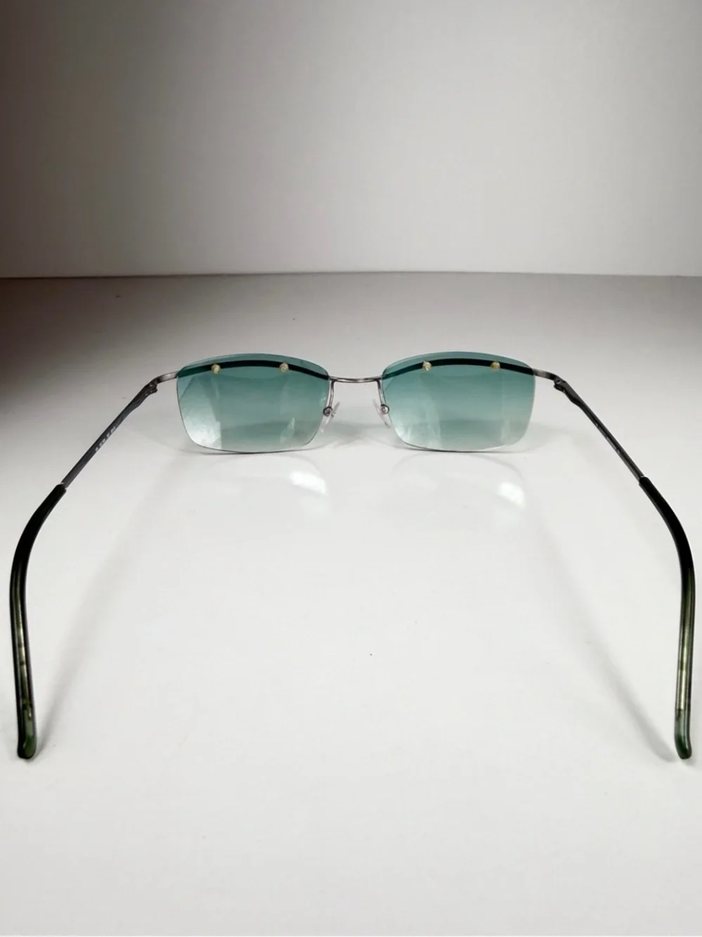 Gucci DeadStock Tom Ford Y2K Rimless Sunglasses GG 1654 T5T Teal Brow Bar Set